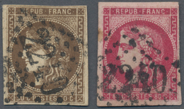 Frankreich: 1870, Bordeaux Issue, 30c. Deep Brown ("brun Fonce") And 80c. Rose-carmine, Two Used Sta - Unused Stamps