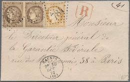 Frankreich: 1873, Bordeaux 30c. Brown, Horizontal Pair Of Fresh Colour And With Full Margins All Aro - Ongebruikt