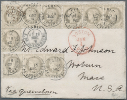 Frankreich: 1876, Ceres 4c. Grey, Ten Pieces (two Strips Of Three, One Pair And Two Singles) On Cove - Neufs