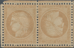 Frankreich: 1871 Ceres 15c. Bistre TÊTE-BÊCHE PAIR, Mint With Hinge Marks On Large Part Original Gum - Unused Stamps