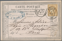 Frankreich: 1876, 15 C Ceres With Double Circle "1307" (Cachet A Date Bureau De Passe) From Dijon On - Unused Stamps