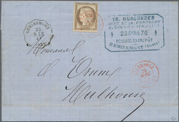 Frankreich: 1876 Printed Letter From 'Th. Burgunder, Agent Of The Western French Railway In Remiremo - Unused Stamps