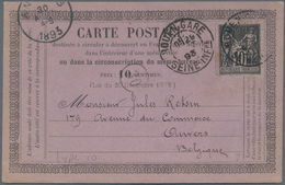 Frankreich: 1893, 10 C Black Single Franking On Form Postcard (pre-print Not Listet By Storch) From - Ungebraucht