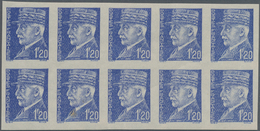 Frankreich: 1941, Definitive Issue Marshall Petain 1.20fr. In UNISSUED BLUE Colour In An IMPERFORATE - Unused Stamps