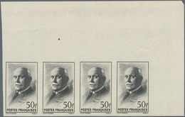 Frankreich: 1942, Definitive Issue Marshall Petain 50fr. Black IMPERFORATED Strip Of Four From Upper - Ungebraucht