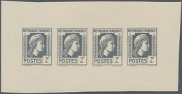 Frankreich: 1944, Definitives "Marianne", Not Issued, 2fr., Group Of Five Imperforated Panes Of Four - Unused Stamps