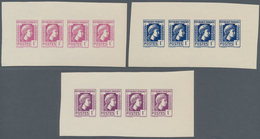 Frankreich: 1944, Definitives "Marianne", Not Issued, 1fr., Group Of Three Imperforated Panes Of Fou - Ungebraucht