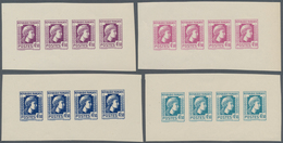 Frankreich: 1944, Definitives "Marianne", Not Issued, 4.50fr., Group Of Four Imperforated Panes Of F - Unused Stamps