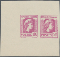 Frankreich: 1944, Definitives "Marianne", Not Issued, 50fr. Violet-rose, Imperforated Essay, Horizon - Ungebraucht