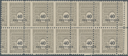 Frankreich: 1945, Defintives 40c. Grey/black, Block Of Ten With Shift Of Vertical Perforation, Mint - Unused Stamps