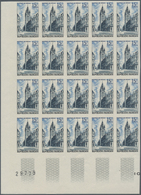 Frankreich: 1956, Campanile Of Douai Church 15fr. IMPERFORATED Block Of 20 From Lower Left Corner, M - Unused Stamps