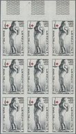 Frankreich: 1963, RED CROSS Set Of Two (sculpture And Painting) In IMPERFORATED Blocks Of Nine From - Ungebraucht