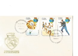 Cuba FDC Série 3 Timbres Sur Les Spartakiades De 1977 - FDC