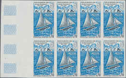 Frankreich: 1970, Aain Gerbault 0.70fr. 'sailing Boat Firecrest' IMPERFORATED Block Of Eight From Le - Ungebraucht