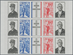 Frankreich: 1971, One Year Anniversary Of Death Of Charles De Gaulle Se-tenant Strip Of Five With Fo - Unused Stamps