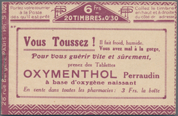 Frankreich - Markenheftchen: 1925 (ca.), Complete Booklet 6fr. Containing 20 X Sawer 30c. Pale Blue - Andere & Zonder Classificatie