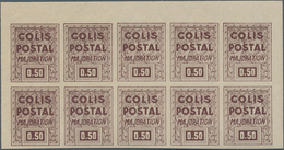 Frankreich - Postpaketmarken: 1941, Supplement Stamps (Majoration), Not Issued, 50c. Brown Imperfora - Other & Unclassified
