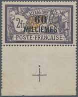 Französische Post In Ägypten - Alexandria: 1921, 60 Mill. On 2 Fr. Violet/yellow, Postage Stamp With - Andere & Zonder Classificatie