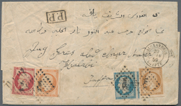 Französische Post In Ägypten - Alexandria: 1859, Empire Nd 10c. Bistre, 20c. Blue, 40c. Orange And 8 - Otros & Sin Clasificación