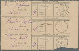 Französische Post In China: 1903 Three Receipts For Three Shipments To Vienna, Below Roughly Separat - Other & Unclassified