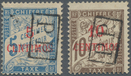 Französische Post In Marokko: 1903, 5 C. On 5 C. Light Blue And 10 C. On 10 C. Black-brown, Postage - Altri & Non Classificati