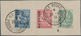 Französische Besetzung I. WK - Insel Ruad: 1916 Set Of Three Handstamped Vertically "ILE ROUAD" And - Autres & Non Classés