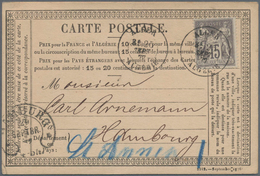 Frankreich - Ganzsachen: 1876 Commercially Used Carte-précuseur From Algier To Hamburg, Arrival Canc - Otros & Sin Clasificación