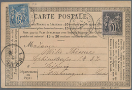 Frankreich - Ganzsachen: 1878 Mai! Commercially Used Carte-précuseur From Gare De Nancy (TPO) To Lei - Otros & Sin Clasificación