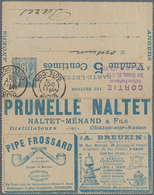 Frankreich - Ganzsachen: 1889 (11.10.), Private Lettercard Allegory 15c. Blue Headed 'Carte-Lettre / - Otros & Sin Clasificación