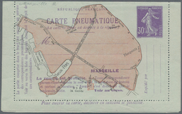 Frankreich - Ganzsachen: 1910, 30c Violet On Postal Stationery Letter Card For Pneumatic Post In Mar - Andere & Zonder Classificatie