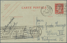 Frankreich - Ganzsachen: 1925, 60/60 C Red On Blueish Postal Stationery Double Postcard Unused And 7 - Other & Unclassified