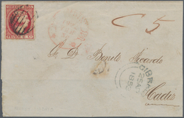 Gibraltar: 1853. Letter From GIBRALTAR To ALMERIA Franked With SPANISH 6 Cuartos Red "Isabel II" Tie - Gibilterra