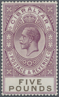 Gibraltar: 1912/24, KGV 5₤ Brownish Violet, Mint Never Hinged MNH (Michel Cat. 4000.-). - Gibilterra