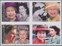 Gibraltar: 2006. IMPERFORATE Se-tenant Block Of 4 For The Issue "80th Birthday Of Queen Elizabeth II - Gibilterra