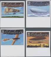Gibraltar: 2010, Centenary Of Aviation Complete IMPERFORATE Set Of Four (different Airplanes And Air - Gibraltar