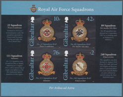 Gibraltar: 2012. IMPERFORATE Souvenir Sheet "Royal Air Force Squadrons" (4 Values) Showing "Squadron - Gibilterra