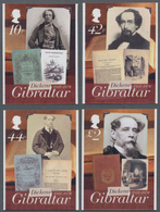 Gibraltar: 2012. Complete Set "200th Birthday Of Charles Dickens" (4 Values) In IMPERFROATE Single S - Gibraltar