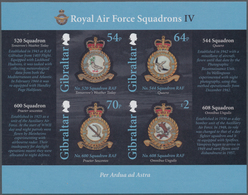 Gibraltar: 2015. IMPERFORATE Souvenir Sheet "Royal Air Force Squadrons" (4 Values) Showing "Squadron - Gibraltar