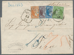 Griechenland: 1863, Folded Letter Without Stamps From Triest Nach SYRA With Tax "75" And Afterfranki - Cartas & Documentos