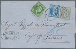 Griechenland: 1871, Hermes 5 L Green, 20 L Blue And 40 L Violet Afterfranking On Folded Letter From - Storia Postale