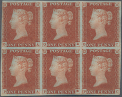 Großbritannien: 1851, 1d. Red-brown, Block Of Six Lettered O-A/O-C+P-A/P-C, Fresh Colour And Close T - Sonstige & Ohne Zuordnung