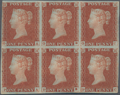 Großbritannien: 1851, 1d. Red-brown, Block Of Six Lettered O-A/O-C+P-A/P-C, Fresh Colour And Close T - Autres & Non Classés