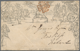 Großbritannien: 1840 6th May Use Of 1d Mulready Envelope In Black, Stereo A140, From London To New R - Other & Unclassified