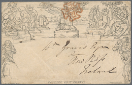 Großbritannien: 1840 6th May Use Of 1d Mulready Envelope In Black, Stereo A140, From London To New R - Otros & Sin Clasificación