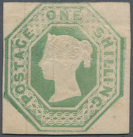 Großbritannien: 1847 Embossed 1s. Pale Green, Mounted MINT With Few Hinge Marks On Large Part Origin - Autres & Non Classés