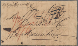 Großbritannien: 1856/60, Two Entire Folded Stampless Letters London To Mauritius Endorsed "via Marse - Other & Unclassified