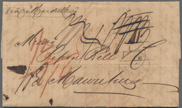 Großbritannien: 1856/60, Two Entire Folded Stampless Letters London To Mauritius Endorsed "via Marse - Autres & Non Classés