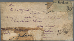 Großbritannien: 1860's-80's Ca. - QUEEN VICTORIA: Large Part Of A Parcel Label Sent From KRAKAU And - Other & Unclassified