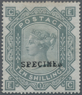 Großbritannien: 1878 QV 10s. Greenish Grey, Wmk Maltese Cross, Overprinted "SPECIMEN" In Type 9, Min - Sonstige & Ohne Zuordnung