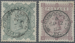 Großbritannien: 1867/1883, 10s. Greenish Grey And £1 Brown-lilac, Wm Large Anchor, Both Fresh Colour - Other & Unclassified